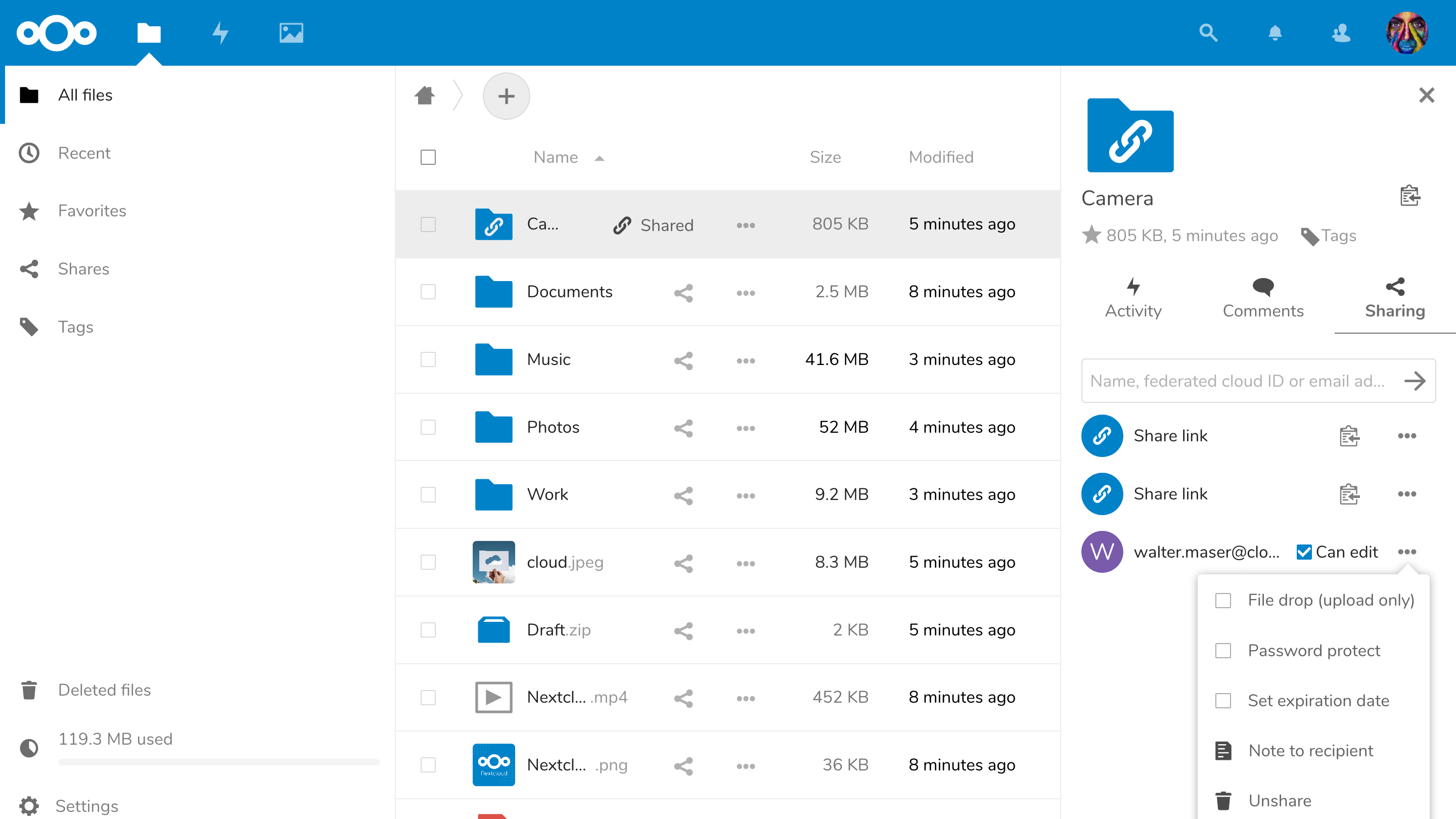 Nextcloud Files Screenshot